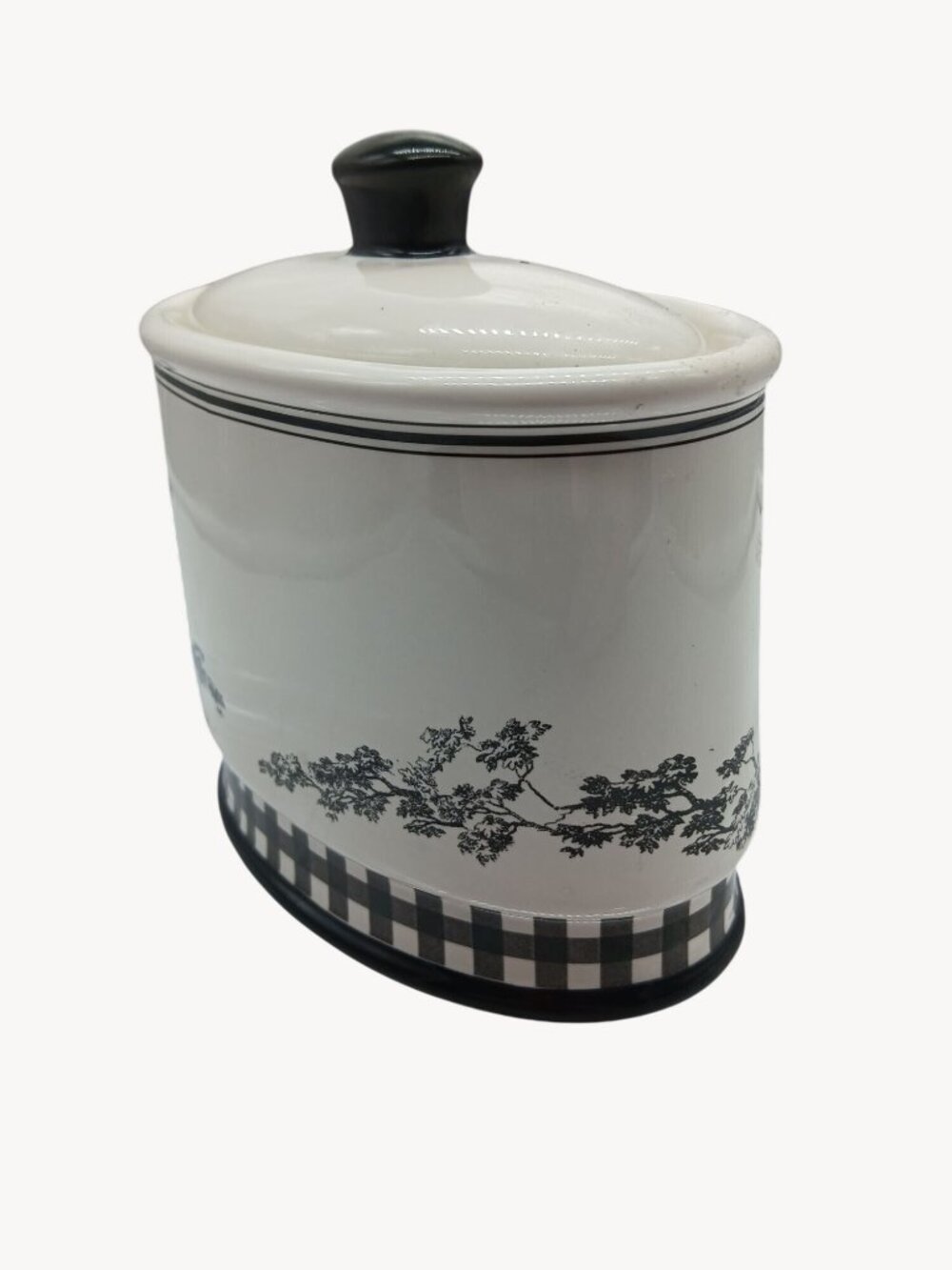 Vintage Waverly County Life Ceramic Lid Container Black White Toile Small Bath - Picture 4 of 16